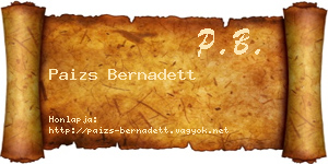 Paizs Bernadett névjegykártya